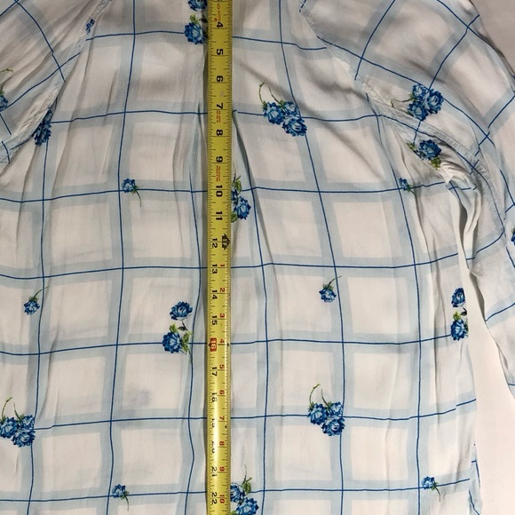 Free People Women’s Small Floral Geometric Viscose Button Up Long Sleeve Shirt - Picture 7 of 8